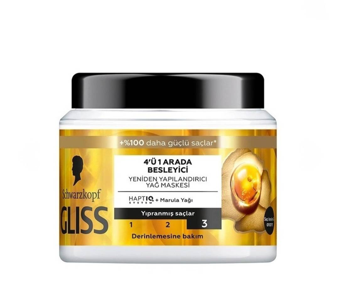ماسک مو  داخل حمام گلیس 4 در 1 مدل Oil Nutritive مغذی و ترمیم کننده مناسب موهای آسیب دیده 400 میلی لیتر