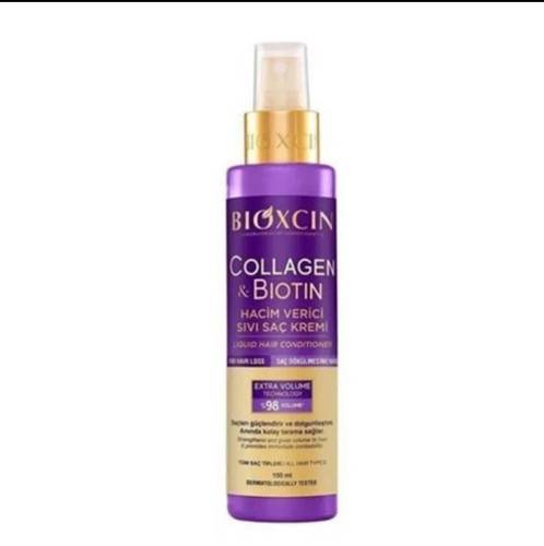 اسپری موی دوفاز ضدریزش، نرم کننده و حجم دهنده بیوکسین BIOXCIN مدل کلاژن و بیوتین Collagen and Biotin حجم 150 میل