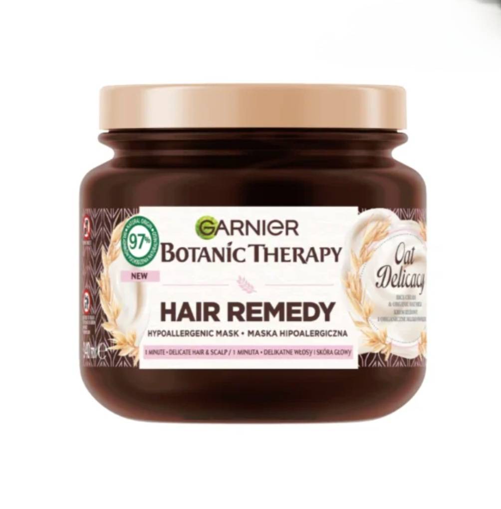 ماسک موی مناسب مو و پوست سر حساس گارنیر garnier حاوی عصاره جو دوسر و برنج سری Botanic Therapy حجم 340 میل