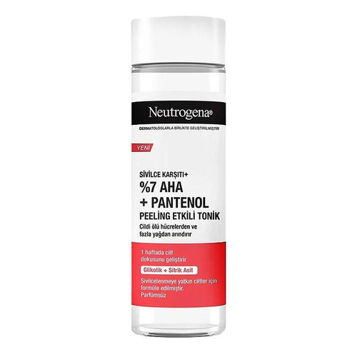 تونر ضد لک و روشن کننده و پاک کننده صورت نوتروژینا مدل AHA PANTENOL7%مناسب برای انواع پوست بخصوص پوست های کدر و مستعد لک حجم 125میل