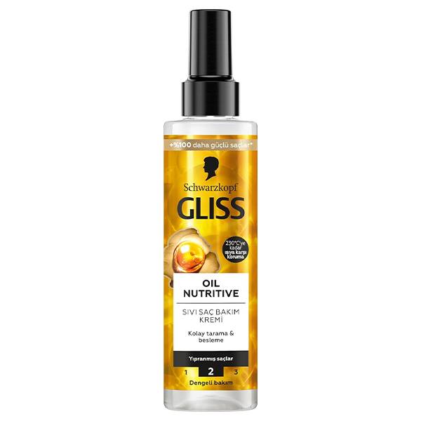 اسپری دوفازOIL NUTRITIVE موهای حساس و آسیب دیده گلیس  200ML غنی شده با کراتین مایع و ترکیبات ارگانیک