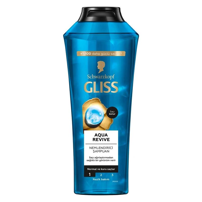 شامپو آبرسان موهای معمولی تا خشک گلیس مدل Gliss Aqua Revive Hydrating حجم ۴۰۰ میل